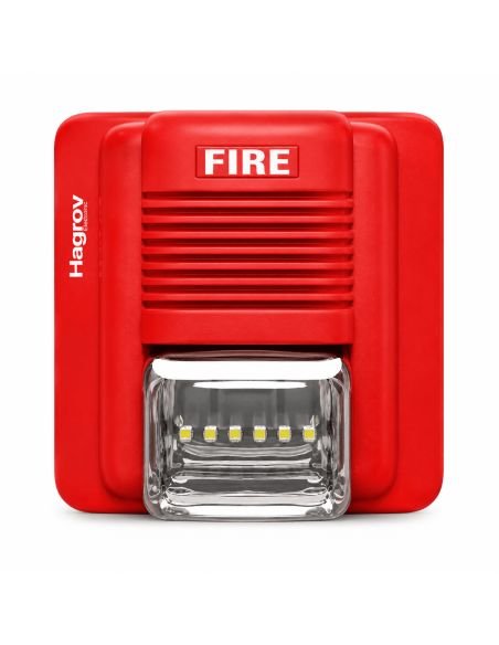 Sirena Estroboscopica Incendio 110dB 3 Tonos 12-24VDC, referencia EPA-183B, vista frontal