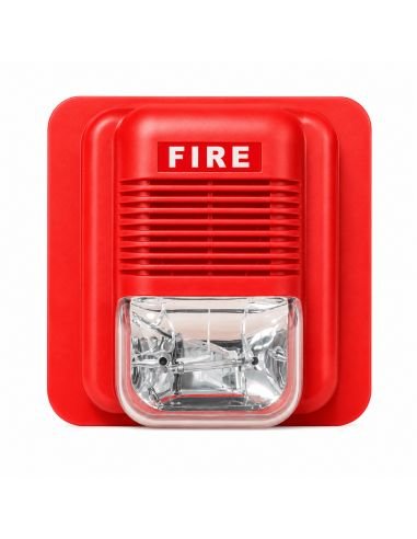 Sirena Estroboscopica Incendio 110dB 3 Tonos 12-24VDC, referencia EPA-183B, vista en ángulo