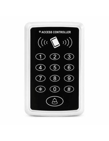 Teclado Control de Acceso IDK1 Clave y Tarjeta RFID, referencia 01-01219, detalle de conectores y puertos
