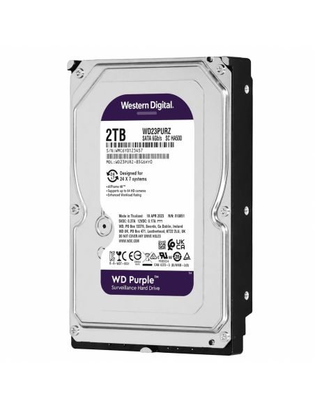 Disco WD Purple 2TB AllFrame Cache 256MB SATA III, referencia WD23PURZ, vista frontal
