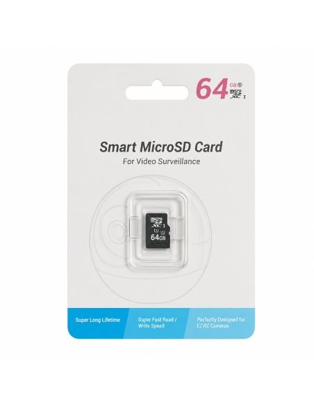 Memoria MicroSD EZVIZ 64GB C10 U3 Videovigilancia, referencia CS-CMTCARDT64G, detalle de conectores y puertos