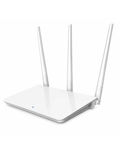 Router WiFi Tenda F3 300Mbps 3 Antenas 5dBi, referencia F3, detalle de conectores y puertos