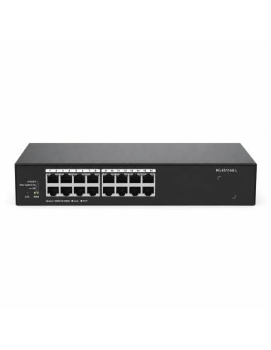 Switch Reyee RG-ES116G-L 16 Puertos Gigabit 32Gbps, referencia RG-ES116G-L, detalle de conectores y puertos