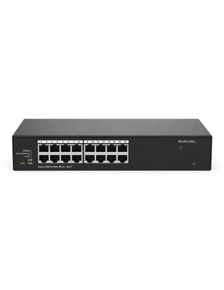 Switch Reyee RG-ES116G-L 16 Puertos Gigabit 32Gbps, referencia RG-ES116G-L, detalle de conectores y puertos