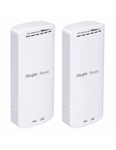 Puente Inalámbrico Reyee PTP PTMP 500m IP55 Cámaras, referencia RG-EST100-E, detalle de conectores y puertos