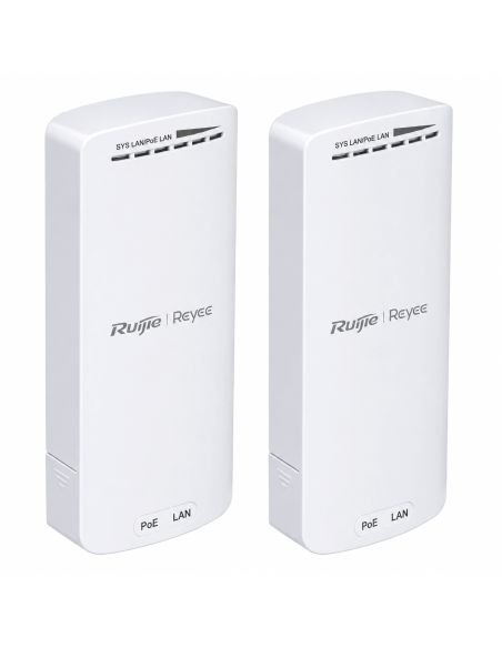 Puente Inalámbrico Reyee PTP PTMP 500m IP55 Cámaras, referencia RG-EST100-E, detalle de conectores y puertos