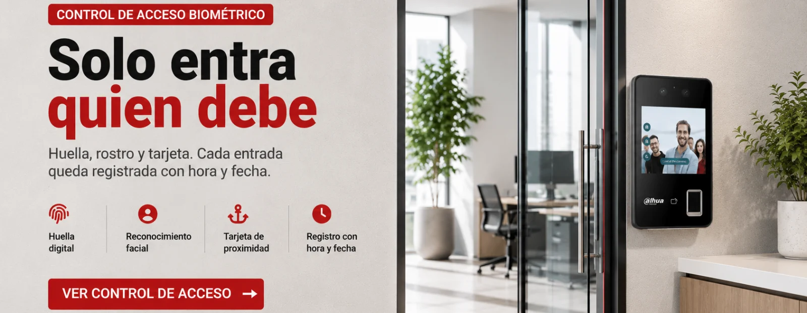 Terminal Dahua de huella y reconocimiento facial para control de acceso
